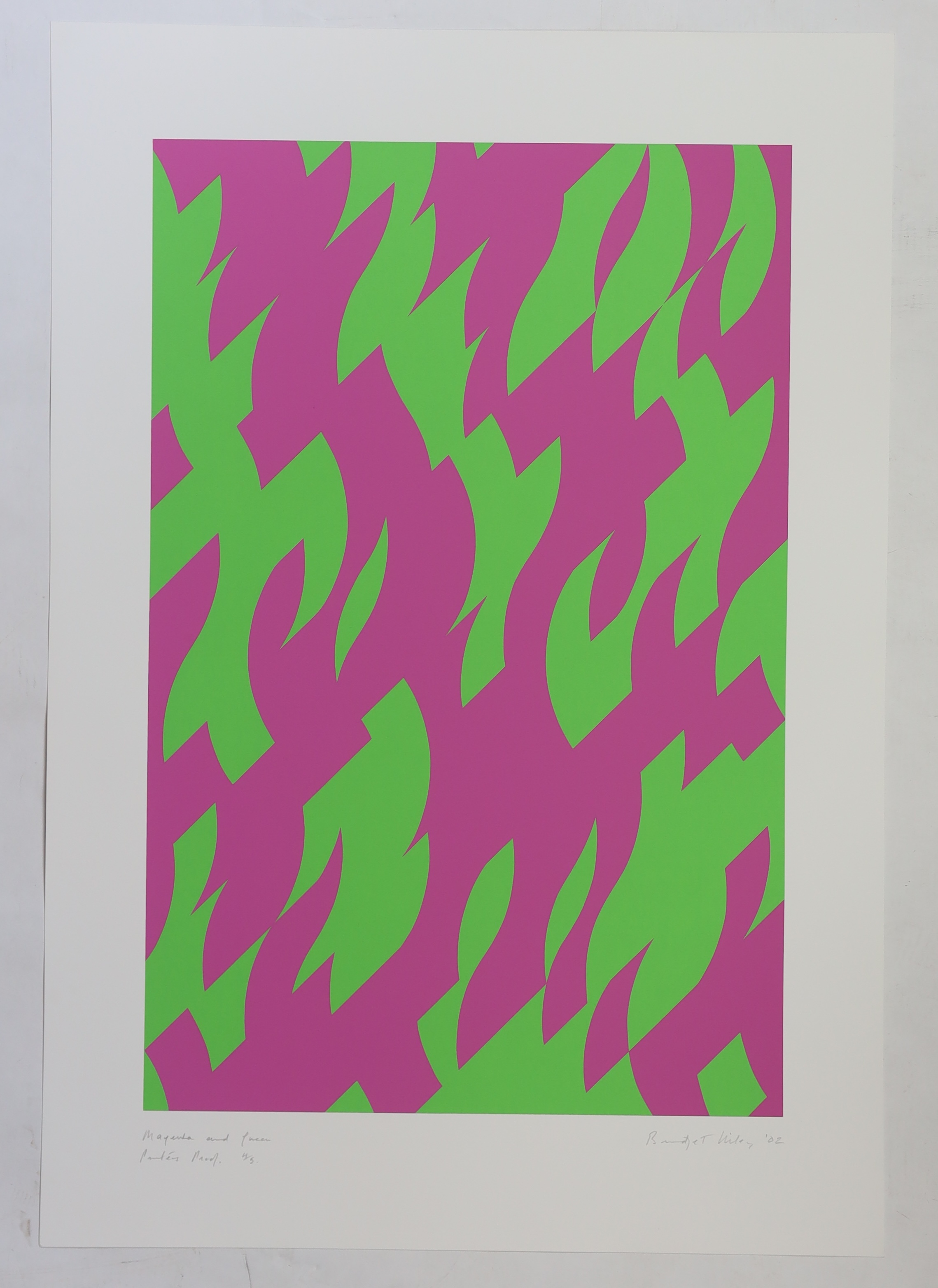 Bridget Riley (British, b.1931), 'Magenta & Green', printers proof, 87 x 57cm, sheet overall 109 x 75cm